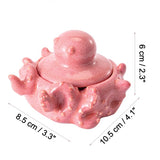Ceramic Octopus Ashtray with Lid Handmade Smokeless Decorative Cigarette Ash Tray