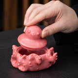 Ceramic Octopus Ashtray with Lid Handmade Smokeless Decorative Cigarette Ash Tray