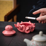 Ceramic Octopus Ashtray with Lid Handmade Smokeless Decorative Cigarette Ash Tray