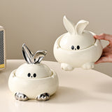 Cute Rabbit Ashtray with Lid Ceramic Cool Covered Lidded Smokeless Windproof Ash Tray Home Decor