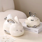 Cute Rabbit Ashtray with Lid Ceramic Cool Covered Lidded Smokeless Windproof Ash Tray Home Decor