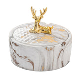 Elegant Covered Ceramic Ashtray with Golden Deer Knob Cool Cute Lidded Outdoor Smokeless Ash Tray