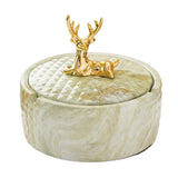 Elegant Covered Ceramic Ashtray with Golden Deer Knob Cool Cute Lidded Outdoor Smokeless Ash Tray