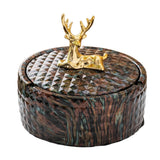 Elegant Covered Ceramic Ashtray with Golden Deer Knob Cool Cute Lidded Outdoor Smokeless Ash Tray