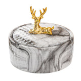 Elegant Covered Ceramic Ashtray with Golden Deer Knob Cool Cute Lidded Outdoor Smokeless Ash Tray