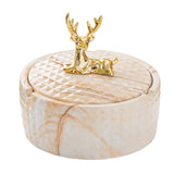 Elegant Covered Ceramic Ashtray with Golden Deer Knob Cool Cute Lidded Outdoor Smokeless Ash Tray