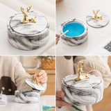 Elegant Covered Ceramic Ashtray with Golden Deer Knob Cool Cute Lidded Outdoor Smokeless Ash Tray