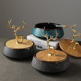 Elegant Elk Covered Ashtray Nordic Lidded Smokeless Outdoor Cool Ash tray