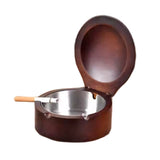 Handcrafted Wooden Ashtray with Lid and Stainless Steel Liner Wood Covered Lidded Smokeless Ash Tray