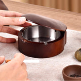 Handcrafted Wooden Ashtray with Lid and Stainless Steel Liner Wood Covered Lidded Smokeless Ash Tray
