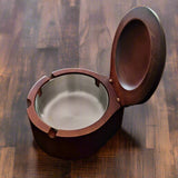 Handcrafted Wooden Ashtray with Lid and Stainless Steel Liner Wood Covered Lidded Smokeless Ash Tray