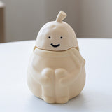 Happy Pear Ashtray with Lid Ceramic Cute Covered Smokeless Windproof Ash Tray