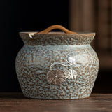 Japanese Ceramic Ashtray with Lid Lotus Design Decorative Ash Tray