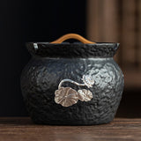 Japanese Ceramic Ashtray with Lid Lotus Design Decorative Ash Tray