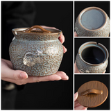 Japanese Ceramic Ashtray with Lid Lotus Design Decorative Ash Tray