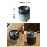 Japanese Retro Ashtray with Funnel Lid Ceramic Cool Cute Ash Tray windproof covered lidded