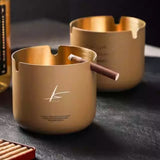 Khaki Matte Gold Stainless Steel Ashtray Modern Minimalist Cool Cute Ash Tray Beige