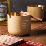Khaki Matte Gold Stainless Steel Ashtray Modern Minimalist Cool Cute Ash Tray Beige