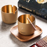 Khaki Matte Gold Stainless Steel Ashtray Modern Minimalist Cool Cute Ash Tray Beige