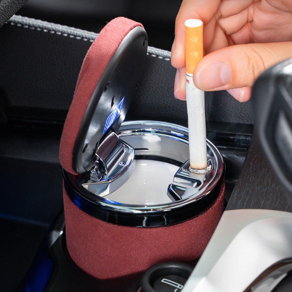 car cigarette ashtray Lidded Car Ashtray with LED Light Short / Blue car cigarette ashtray Lidded Car Ashtray with LED Light Short / Blue