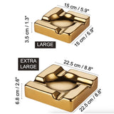 Luxury Ceramic Cigar Ashtray Square Large Ash Tray Decorative Gold Dimension