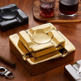 Luxury Ceramic Cigar Ashtray Square Large Ash Tray Decorative Gold