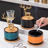 Luxury Deer Statue Ashtray with Lid Covered Lidded Smokeless Cool Ash Tray