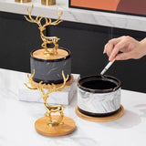 Luxury Deer Statue Ashtray with Lid Covered Lidded Smokeless Cool Ash Tray