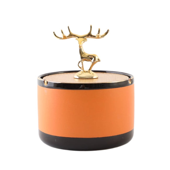 Luxury Deer Statue Ashtray with Lid Covered Lidded Smokeless Cool Ash Tray