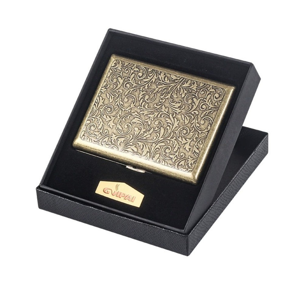 black cigarette case Luxury Electroplated Steel Cigarette Case Vintage Scrollwork