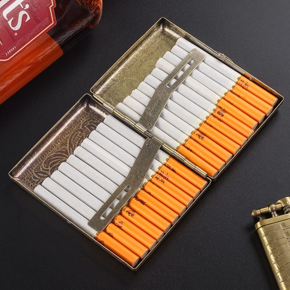 Luxury Electroplated Steel Cigarette Case Vintage Scrollwork