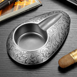 Luxury Engraved Alloy Cigar Ashtray Vintage Baroque Style Ash Tray Metal