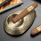 Luxury Engraved Alloy Cigar Ashtray Vintage Baroque Style Ash Tray Metal