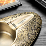 Luxury Engraved Alloy Cigar Ashtray Vintage Baroque Style Ash Tray Metal