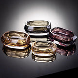 Luxury Faceted Crystal Glass Ashtray with Dual Cigarette Grooves