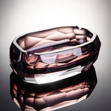 Luxury Faceted Crystal Glass Ashtray with Dual Cigarette Grooves