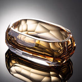 Luxury Faceted Crystal Glass Ashtray with Dual Cigarette Grooves