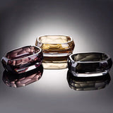 Luxury Faceted Crystal Glass Ashtray with Dual Cigarette Grooves