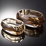 Luxury Faceted Crystal Glass Ashtray with Dual Cigarette Grooves