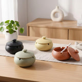 Matte Ceramic Ashtray with Lid Zen Minimalist Round Decorative Ashtray