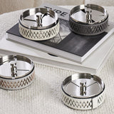 Metal Ashtray with Rotatable Lid and Leather Cover Stainless Steel Ash Tray