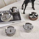 Metal Ashtray with Rotatable Lid and Leather Cover Stainless Steel Ash Tray