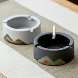 Minimalist Ashtray Coarse Pottery Mountains Black White Cool Cute Ash Tray