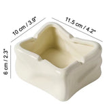 Glacier-Inspired Ceramic Cigarette Ashtray Cute Cool Minimalist Ash Tray Cream White Dimension