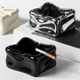 Glacier-Inspired Ceramic Cigarette Ashtray Cute Cool Minimalist Ash Tray Black Silver