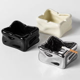 Glacier-Inspired Ceramic Cigarette Ashtray Cute Cool Minimalist Ash Tray Black Silver Cream White