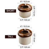 Modern Ceramic Ashtray with Wooden Removable Lid Cool Cute Porcelain Clay Ash Tray