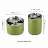 Short and tall modern covered stainless steel ashtray size guide with measurements
