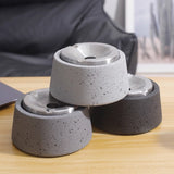 Modern Heavy Duty Smokeless Ashtray Concrete Cement Lidded Covered Ash Tray