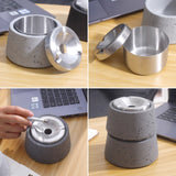 Modern Heavy Duty Smokeless Ashtray Concrete Cement Lidded Covered Ash Tray